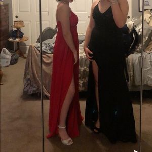 Black two piece prom dress with lace backing